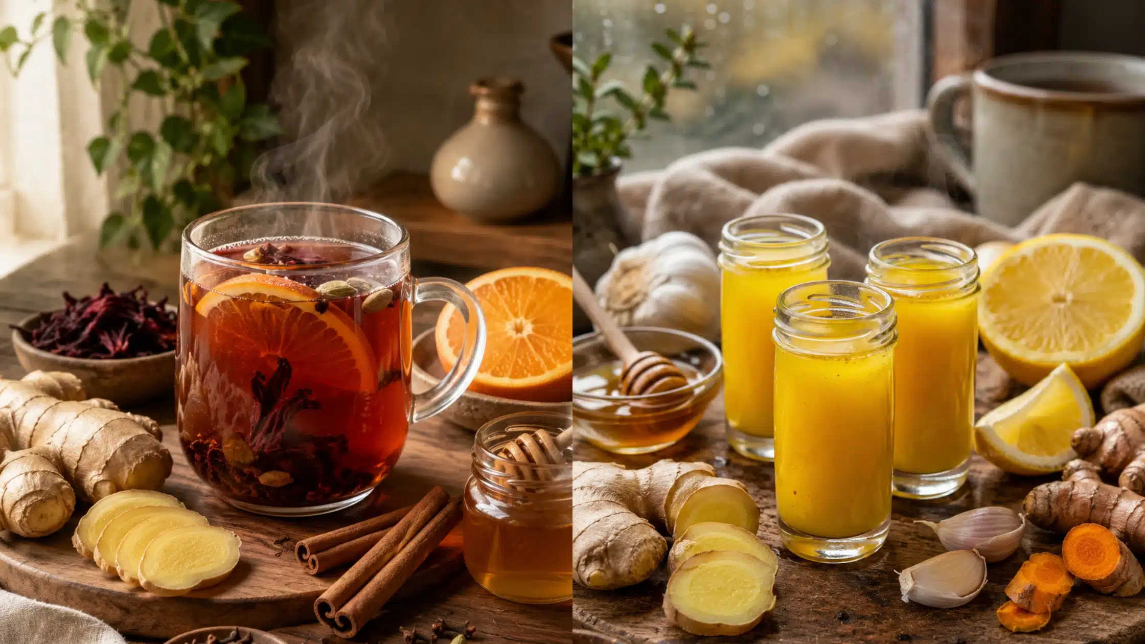 Immunity boosting drink and flu shots — warming herbal drinks for rainy season wellness